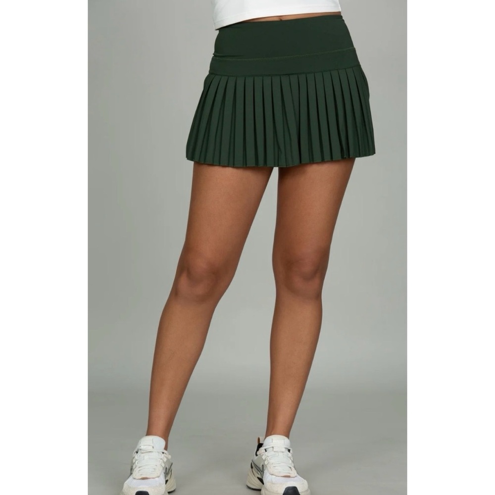 Goldhinge Forest Green Pleated Tennis Gold Skirt Like New Size XS
